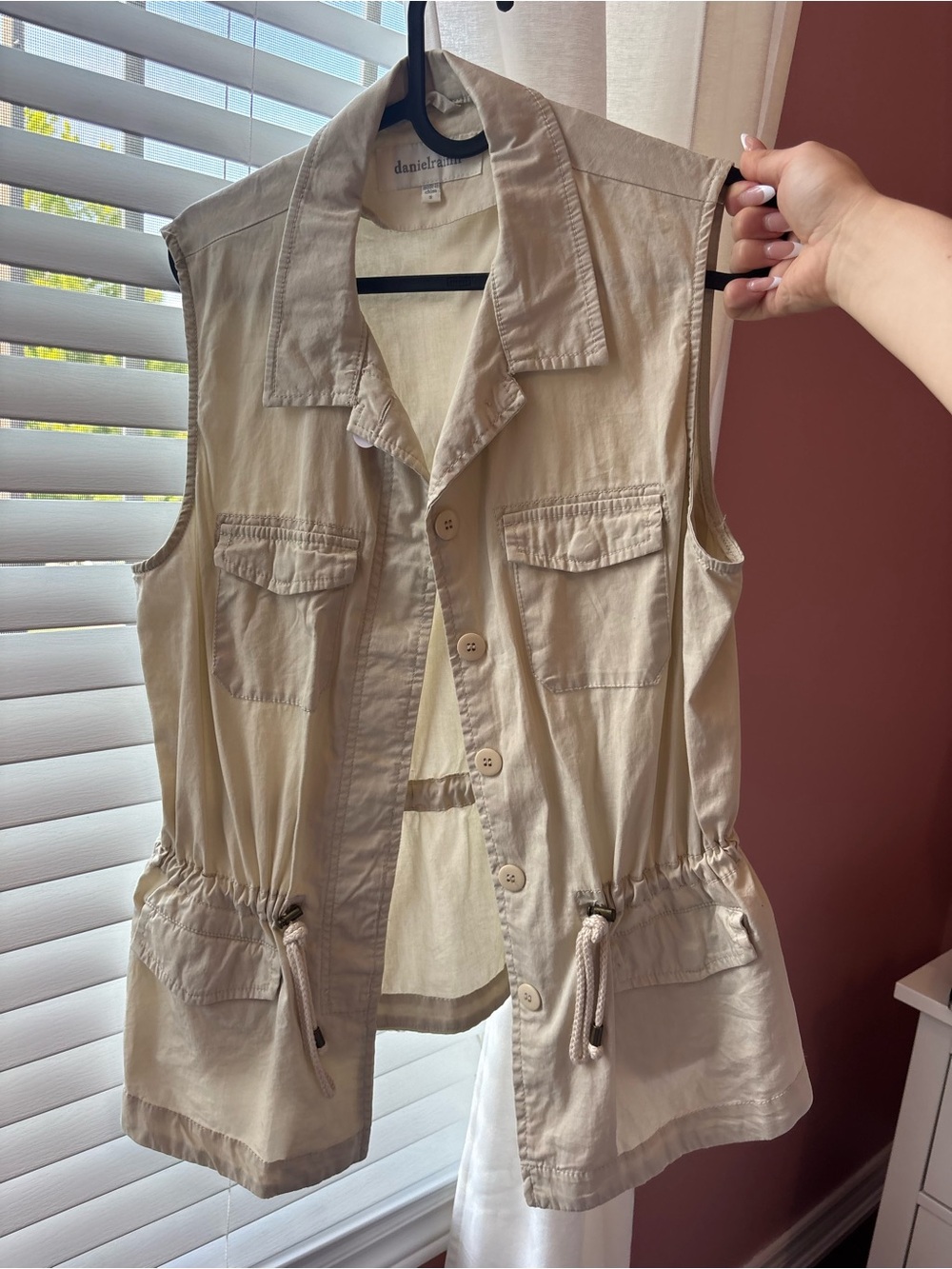 Daniel Rainn Beige Utility Vest with Collar